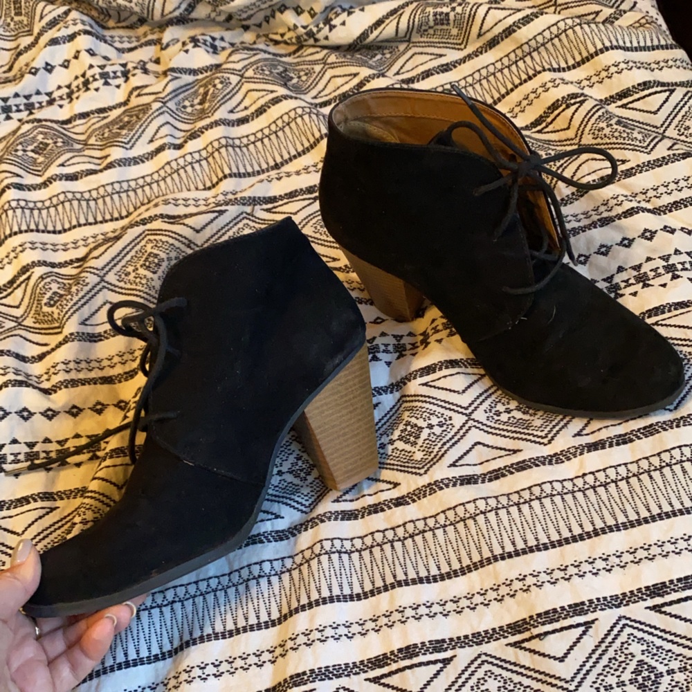 Black suede booties